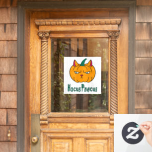 Autocollant Pour Fenêtre Citrouille de Halloween Hocus pawcus chat roux mag