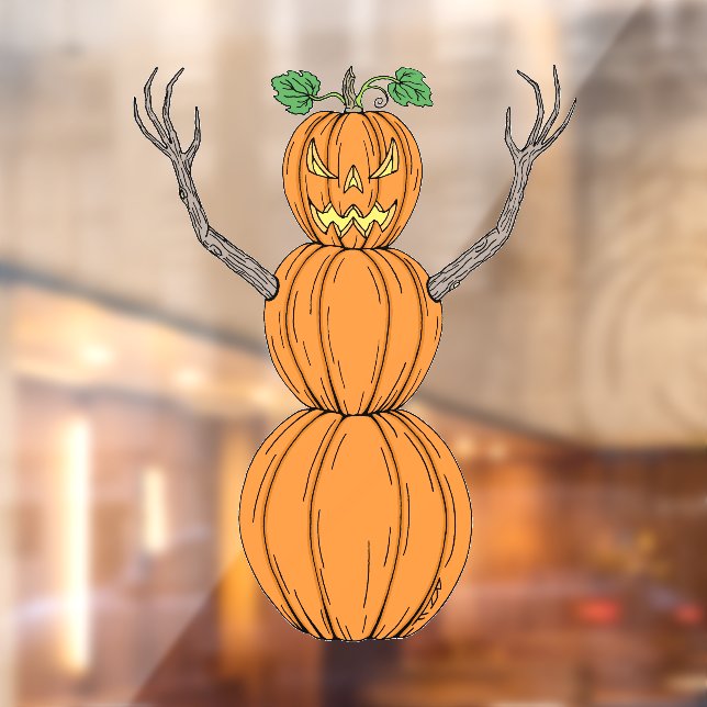 Autocollant Pour Fenêtre Citrouille Man Halloween Art (Feuille 2)