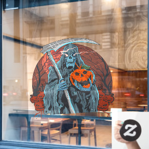 Autocollant Pour Fenêtre Citrouilles effrayantes de la nuit d'Halloween Fau