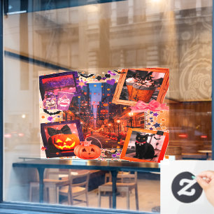 Autocollant Pour Fenêtre Citrouilles féminins d'Halloween rose et lavande