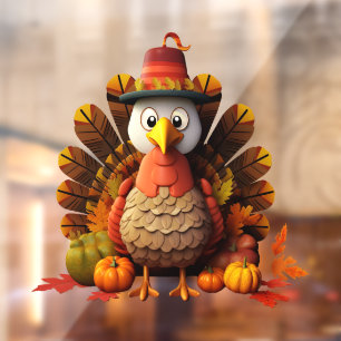 Autocollant Pour Fenêtre Clair de fenêtre de Thanksgiving Turkey