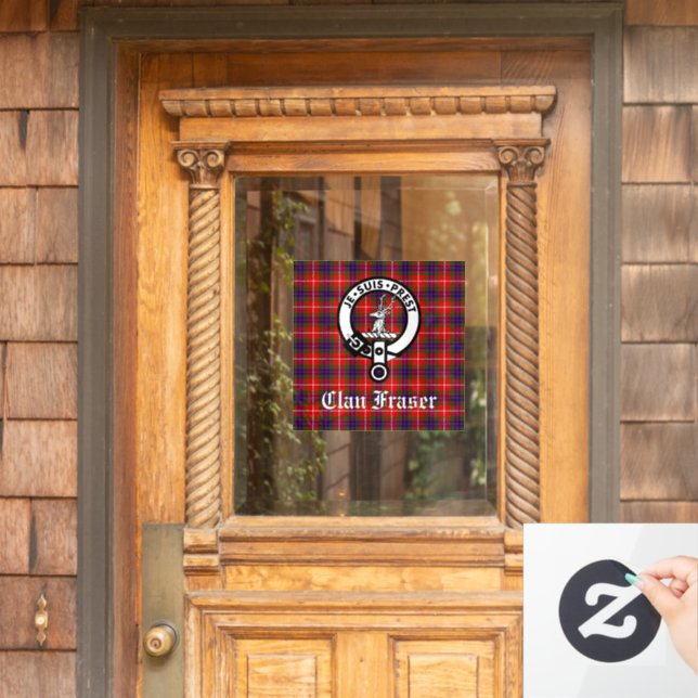 Autocollant Pour Fenêtre Clan Fraser Crest Badge et Tartan Window Cling (Porte d'accueil)