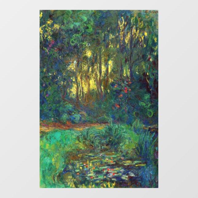 Autocollant Pour Fenêtre Claude Monet - Coin d'un étang avec des Nénuphars (Feuille)