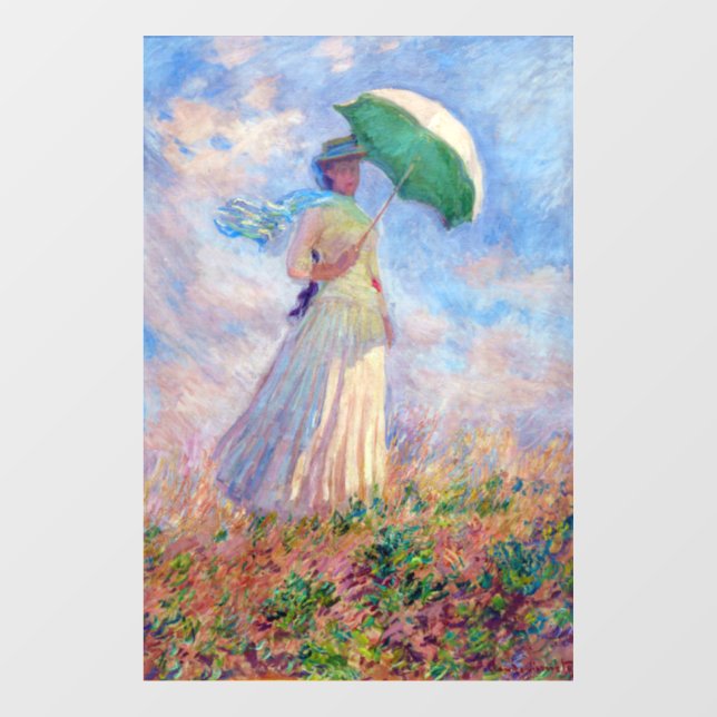 Autocollant Pour Fenêtre Claude Monet - Femme avec un parasol face à droite (Feuille)