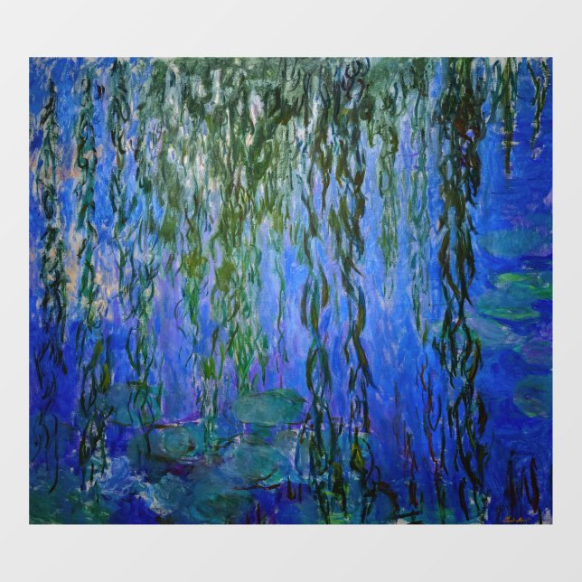 Autocollant Pour Fenêtre Claude Monet - Lys d'eau avec saule plumant (Feuille)
