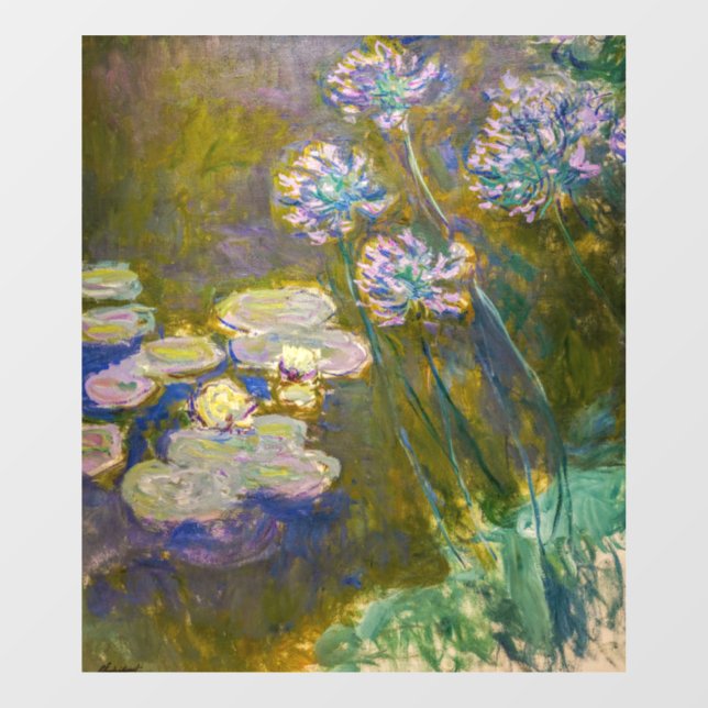 Autocollant Pour Fenêtre Claude Monet - Nénuphars et Agapanthus (Feuille)