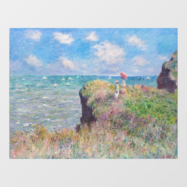 Autocollant Pour Fenêtre Claude Monet - Promenade Cliff à Pourville (Feuille)