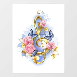 Autocollant Pour Fenêtre Clé de fer avec roses roses roses