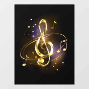 Autocollant Pour Fenêtre Clé de sol en or Musique