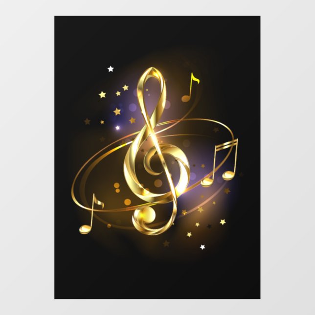 Autocollant Pour Fenêtre Clé de sol musicale en or (Feuille)