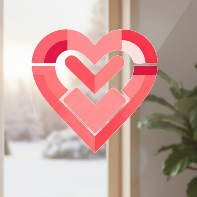 Autocollant Pour Fenêtre Clôture de fenêtre Coeur rose (Pink Heart Window Cling)