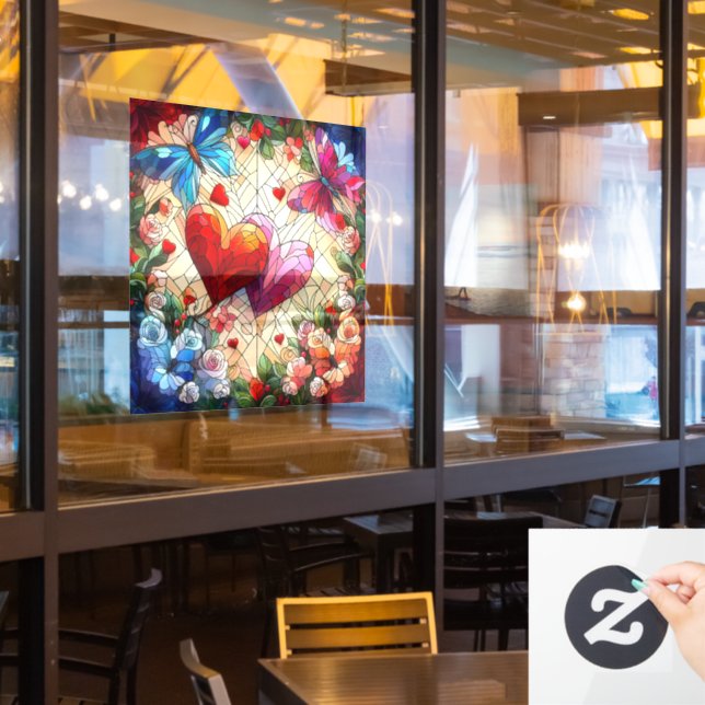 Autocollant Pour Fenêtre Clôture de fenêtre Coeurs Valentine (Fenêtre du restaurant)