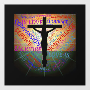 Autocollant Pour Fenêtre Clôture de fenêtre Crucifix / Mots