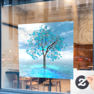 Autocollant Pour Fenêtre Clôture de fenêtre Crystal Blue Tree