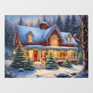 Autocollant Pour Fenêtre Clôture de fenêtre de la maison de Noël