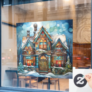 Autocollant Pour Fenêtre Clôture de fenêtre de la maison de Noël