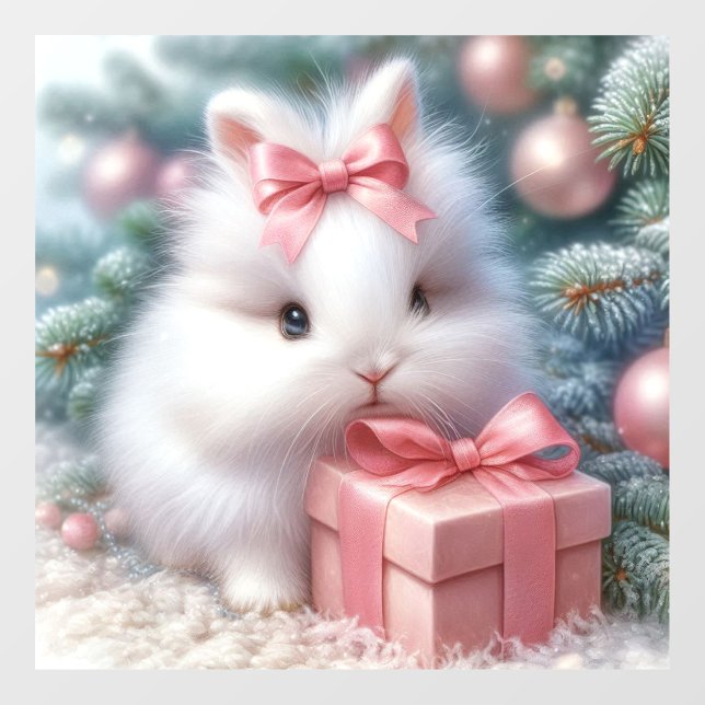 Autocollant Pour Fenêtre Clôture de fenêtre de lapin de Noël (Feuille)