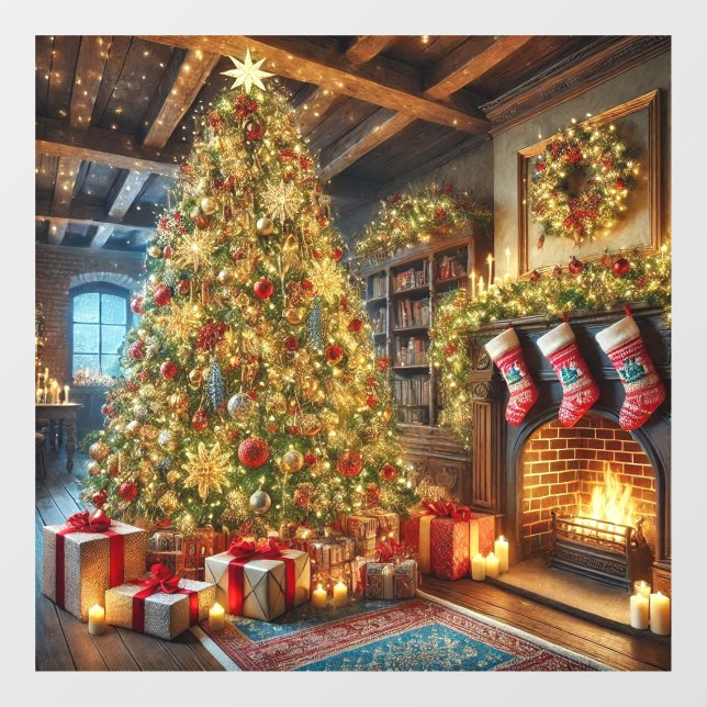 Autocollant Pour Fenêtre Clôture de fenêtre de l'arbre de Noël (Feuille)