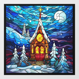 Autocollant Pour Fenêtre Clôture de fenêtre de l'église d'hiver