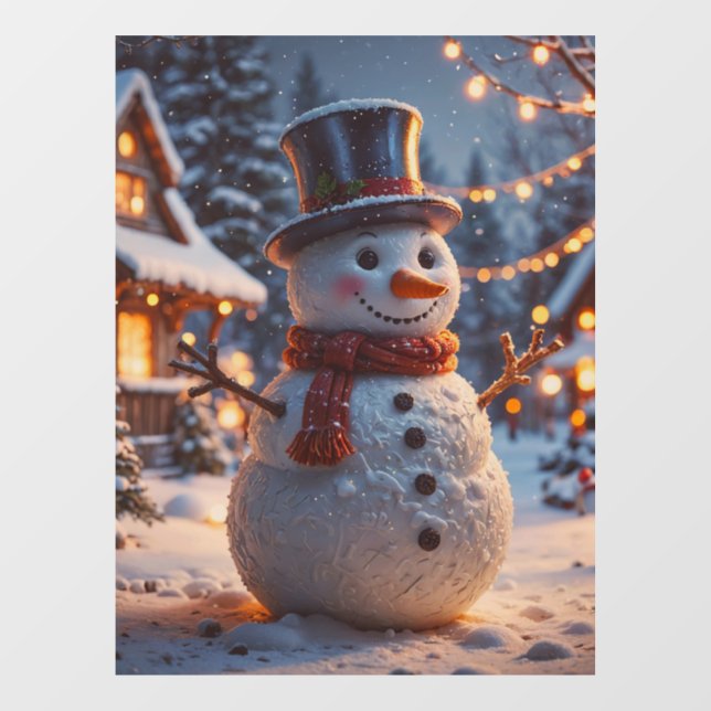 Autocollant Pour Fenêtre Clôture de fenêtre de Noël Snowman (Feuille)
