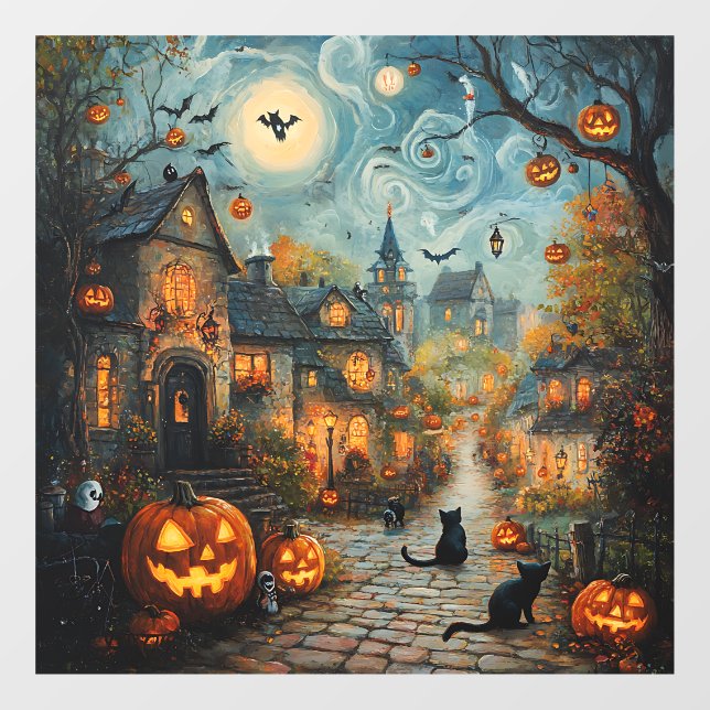 Autocollant Pour Fenêtre Clôture de fenêtre du village fantôme (Feuille)