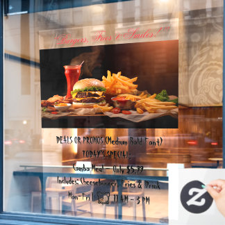 Autocollant Pour Fenêtre Clôture de fenêtre Fast Food de 52 po x 72 po