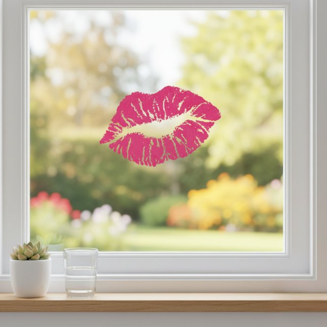 Autocollant Pour Fenêtre Clôture de fenêtre Lèvres roses (Pink Lips Window Cling)