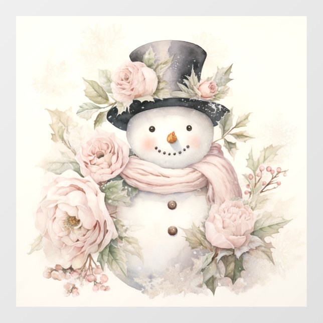 Autocollant Pour Fenêtre Clôture de fenêtre Pastel Snowman (Feuille)