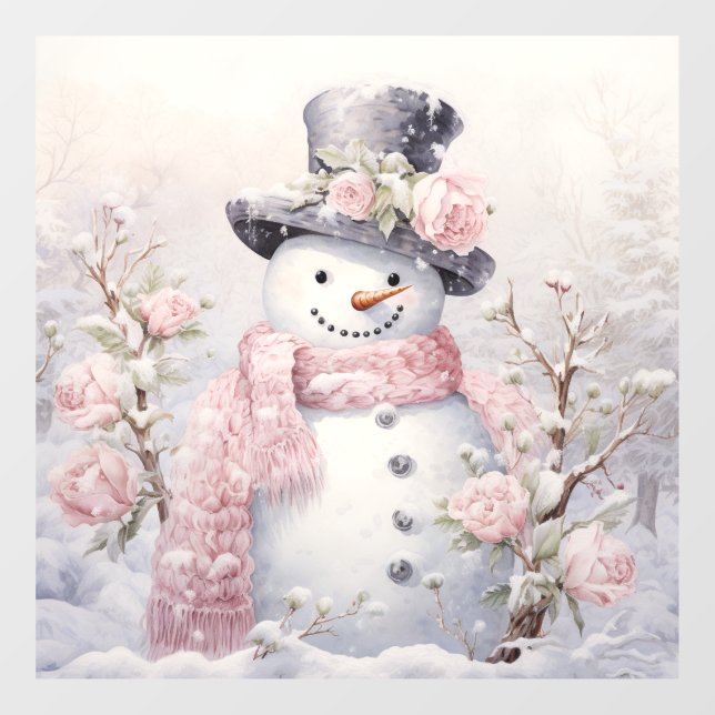 Autocollant Pour Fenêtre Clôture de fenêtre Pastel Snowman (Feuille)