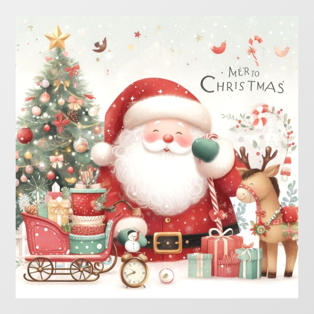 Autocollant Pour Fenêtre Clôture de fenêtre père Noël (Feuille)