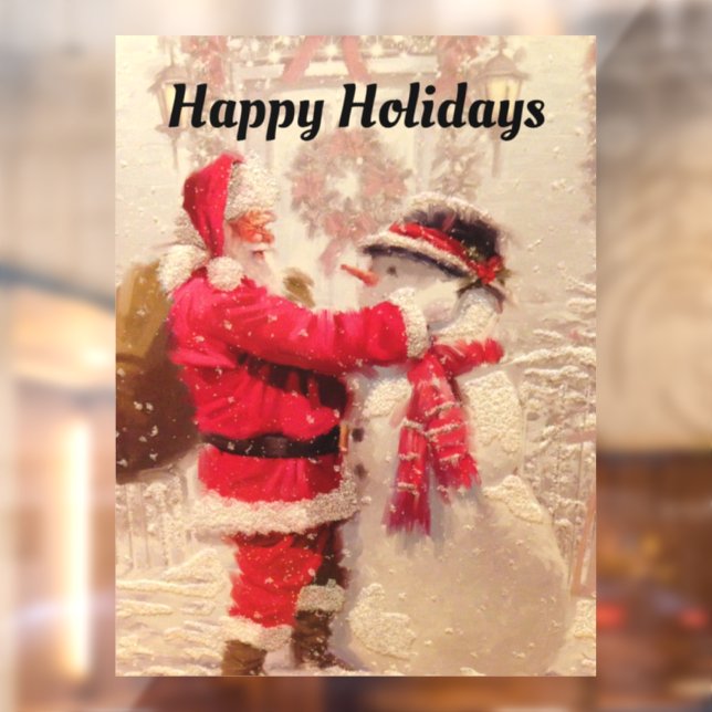 Autocollant Pour Fenêtre Clôture de fenêtre père Noël Et Snowman (Feuille 2)