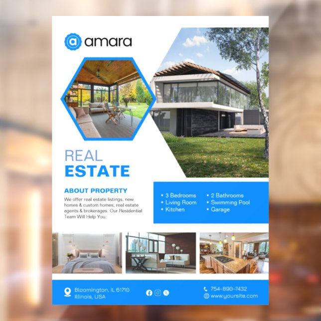 Autocollant Pour Fenêtre Clôture de fenêtre personnalisée Maison à vendre (Feuille 2)