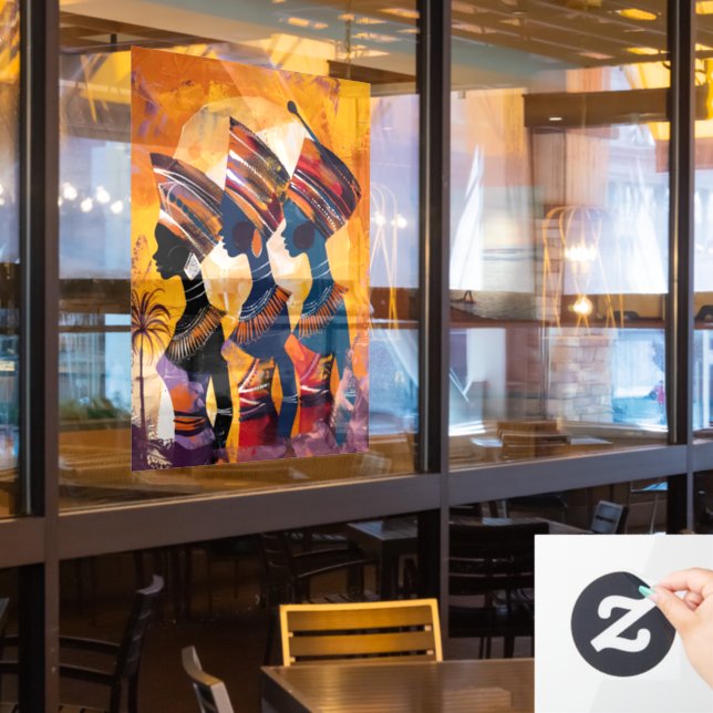 Autocollant Pour Fenêtre Clôture de fenêtre pour femme africaine (Fenêtre du restaurant)