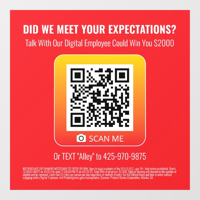 Autocollant Pour Fenêtre Clôture de fenêtre Red 8x8 - Sweepstakes (Feuille)