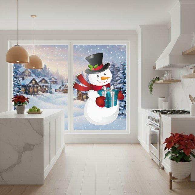 Autocollant Pour Fenêtre Clôture de fenêtre Snowman (Snowman Window Cling)