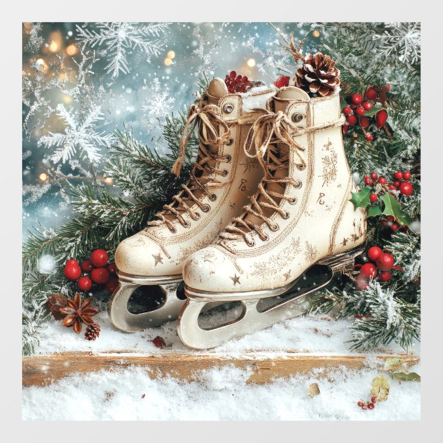 Autocollant Pour Fenêtre Clôture de fenêtre Vintage Noël (Feuille)