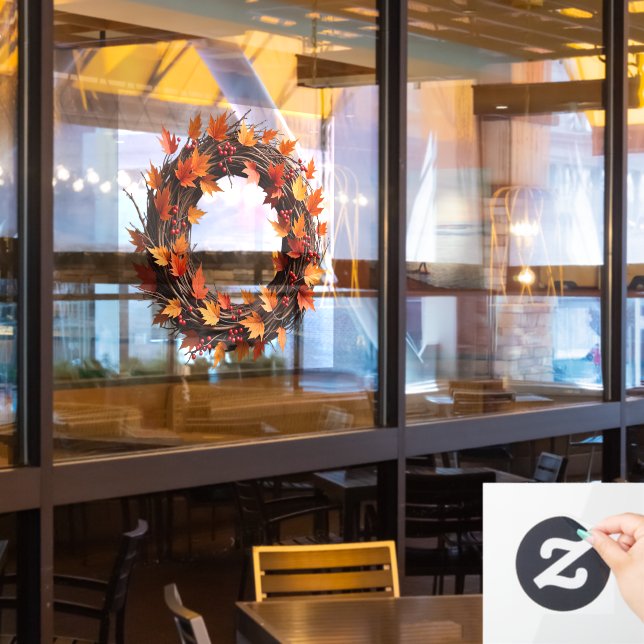 Autocollant Pour Fenêtre Clôture de la fenêtre de couronne d'automne (Fenêtre du restaurant)