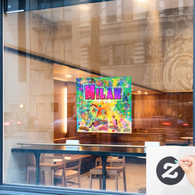 Autocollant Pour Fenêtre Clôture de la fenêtre de l'heure de Milan (Fenêtre de café)