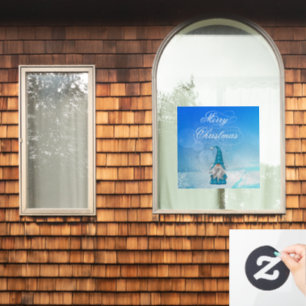 Autocollant Pour Fenêtre Clôture de la fenêtre de Noël Blue Gnome