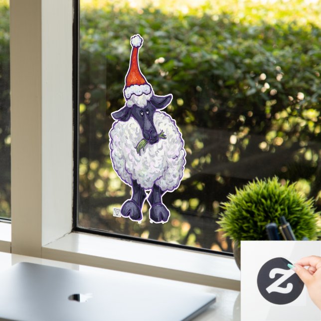 Autocollant Pour Fenêtre Clôture de la fenêtre de Noël des moutons (Bureau)