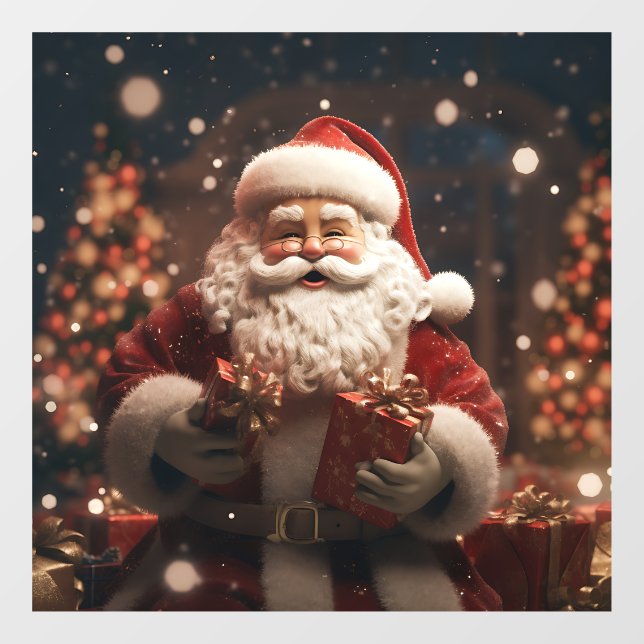 Autocollant Pour Fenêtre Clôture de la fenêtre de scène père Noël (Feuille)