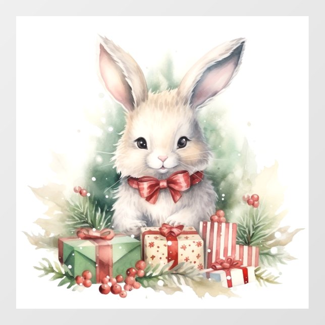 Autocollant Pour Fenêtre Clôture de la fenêtre du lapin de Noël (Feuille)