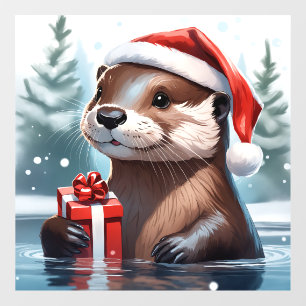 Autocollant Pour Fenêtre Clôture de la fenêtre du Otter de Noël
