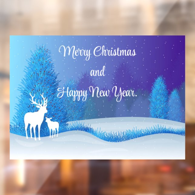 Autocollant Pour Fenêtre Clôture de la fenêtre en silhouette de cerf (Feuille 2)