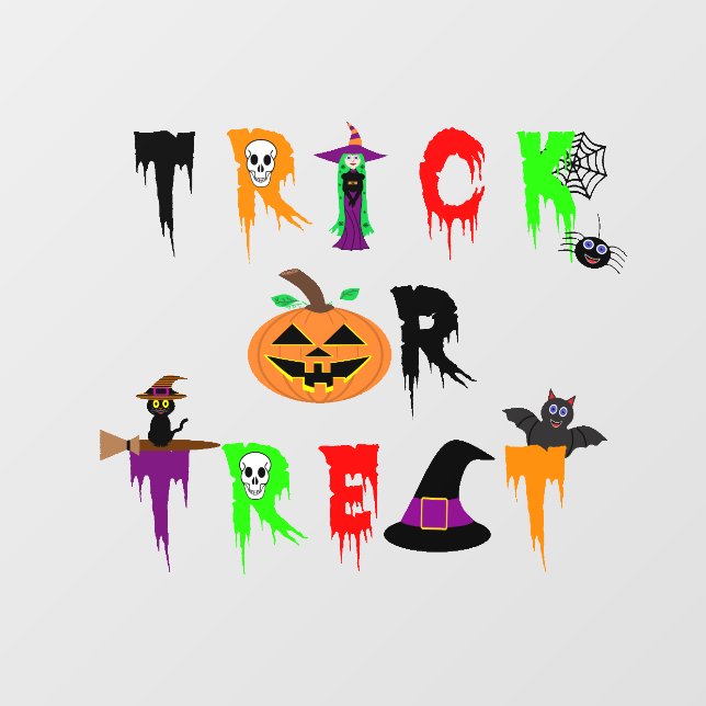 Autocollant Pour Fenêtre Clôture de la fenêtre Halloween "Trick or Treat" (Feuille)