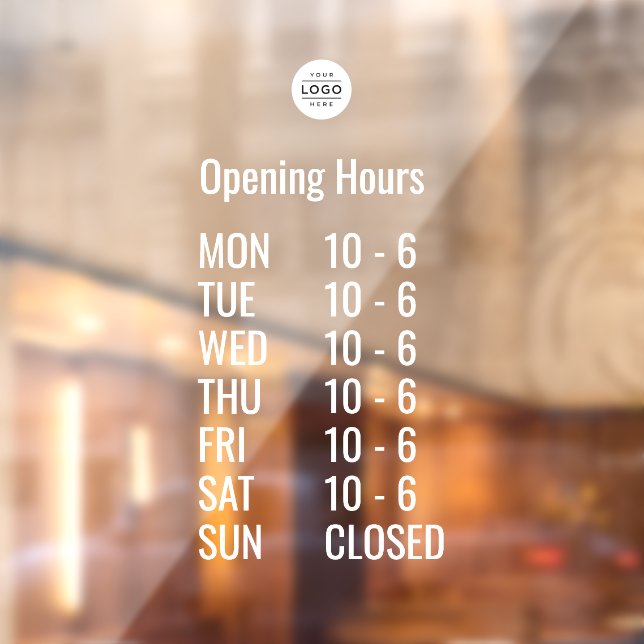 Autocollant Pour Fenêtre Clôture de la fenêtre Heures d'affaires personnali (Feuille 2)