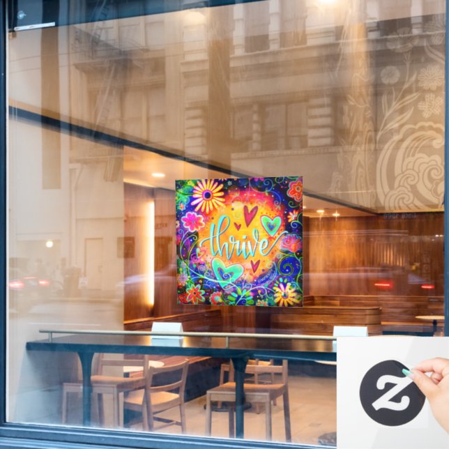 Autocollant Pour Fenêtre Clôture de la fenêtre "Inspiriity" (Fenêtre de café)