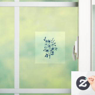 Autocollant Pour Fenêtre Clôture de la petite fenêtre de fleurs bleues