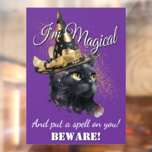 Autocollant Pour Fenêtre Clou de fenêtre Halloween Chat noir magique
