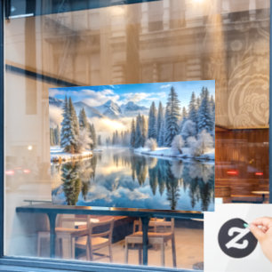 Autocollant Pour Fenêtre Clou de fenêtre paysage hivernal neige
